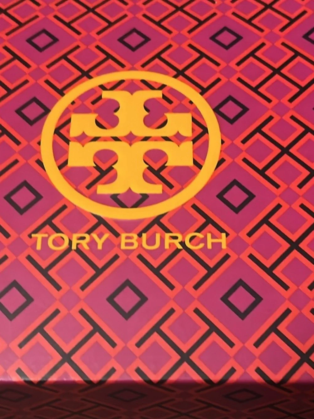 Tory Burch Pink and Orange Geometric Logo Wall Panel